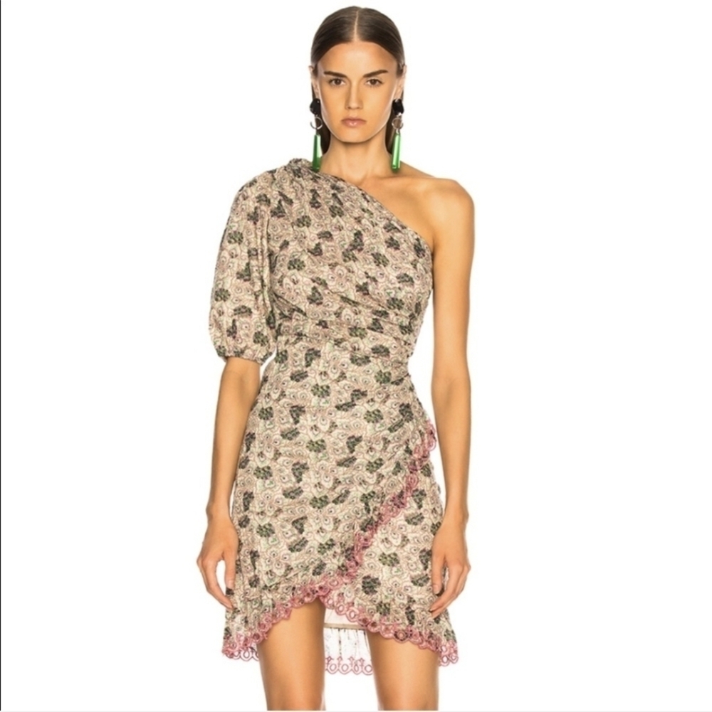 Isabel Marant Etoile Esther One Shoulder Floral Print Dress Size 38 / US 8